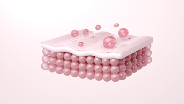 Pink PDRN exosome serum for glass skin and radiant hydration 3d illustration