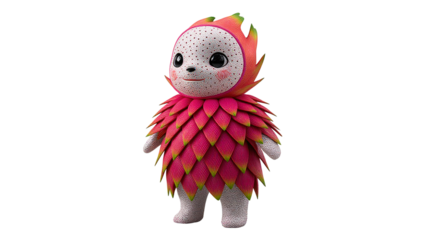 a cute cartoon creature wearing a pink and yellow costume on transparent background high quality professional detailed modern elegant stylish clean crisp vibrant colorful digital creative