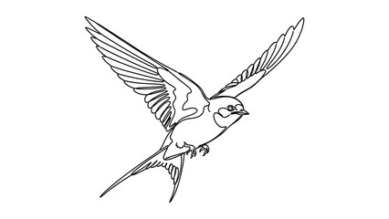 Bird in flight with outstretched wings and dynamic movement