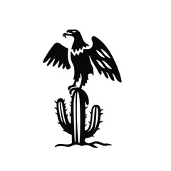 Minimalist Eagle on Cactus Silhouette Vector