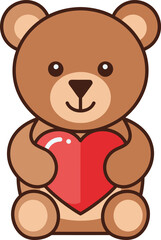 Brown Teddy Bear Holding a Red Heart with Highlight stuffed animal