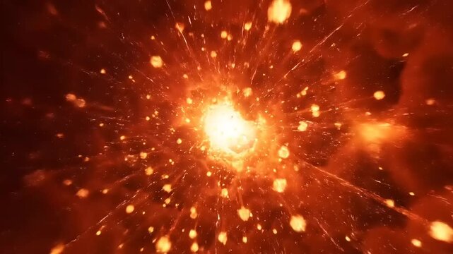 Explosive supernova eruption in starry space with cosmic debris