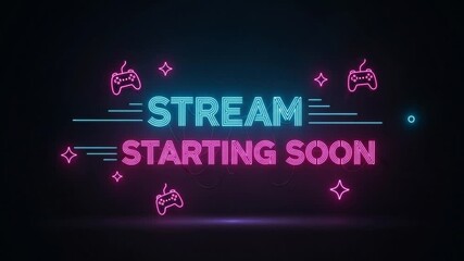 Stream starting soon neon sign with gaming controller - Powered by Adobe