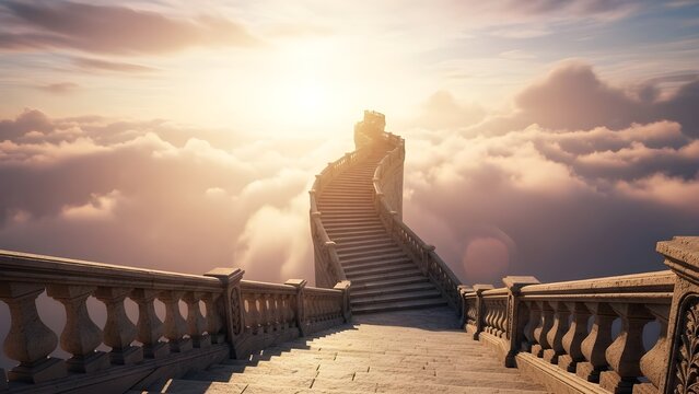 Una hermosa escalera al para&iacute;so del cielo.
 fondo de pantalla 16:9
