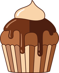 Chocolate Cupcake with Chocolate Drizzle and Cream Swirl muffin dessert
