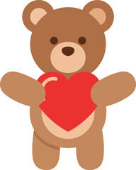 Brown Teddy Bear Standing and Holding a Red Heart stuffed animal