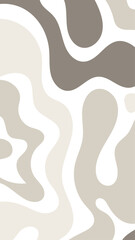 Vertical abstract vector background with flowing organic shapes in neutral gray, beige and black tones. Minimalist modern design ideal for posters, mobile layouts, stories and branding.
