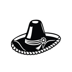 Sombrero Icon, Black and White Vector Illustration