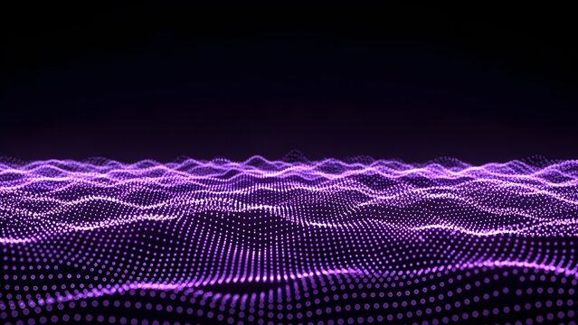 El brillo de las part&iacute;culas de bokeh oscuro de la bandera violeta premia el fondo abstracto del gradiente de polvo.
 Brillo futurista en el espacio sobre fondo violeta vac&iacute;o.