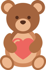 Cute brown teddy bear holding a pink heart on a white background stuffed animal