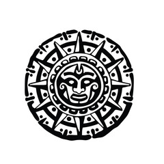Aztec Sun Stone Vector Illustration