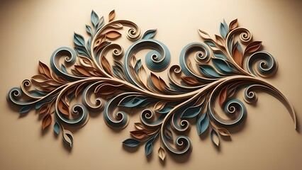 diseño de papel tapiz, fondo floral con flores, azul claro y colores tierra cálidos, ai generativo