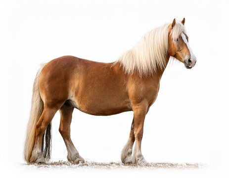majestic haflinger horse standing isolated on white background