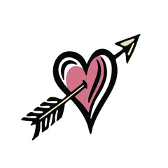 Heart pierced by arrow, love symbol vector