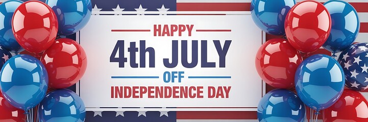Fototapeta premium Happy 4th of july independence day celebration with balloons and stars