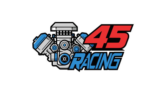Racing Engine 45 Logo - Automotive Performance  Speed.