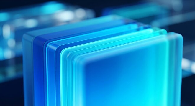 Glowing blue rectangular prism with layered effect