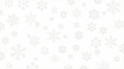 Seamless pattern of white snowflakes in various shapes on a soft white background,ideal for winter holiday themes,Christmas decorations,seasonal greeting cards,or festive wrapping paper designs