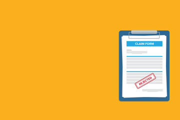 Claim form. Rejected claim, insurance form	