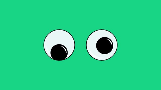Playful Googly Eyes on Green Background &ndash; Minimalist Whimsical Cartoon Animation