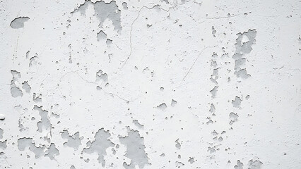 Fototapeta premium Distressed white wall with peeling paint and rough texture.
