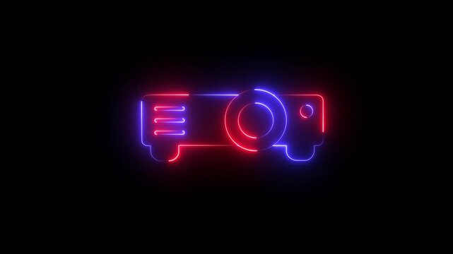 Abstract glowing neon Overhead projector icon animation . 4k motion video animation .