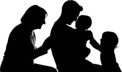 Modern AI and human collaboration silhouette. Professional working on laptop with artificial intelligence network and technology innovation concept vector.