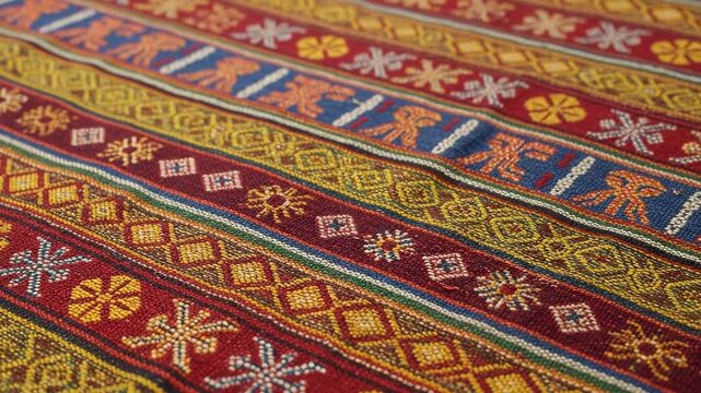 Colorful Andean Textile with Geometric Patterns