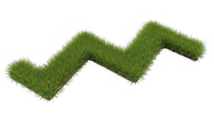 Green grass wavy line on white background