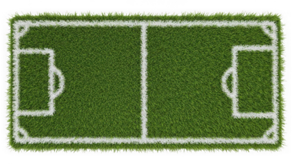 Green soccer field with white lines on grass pitch
