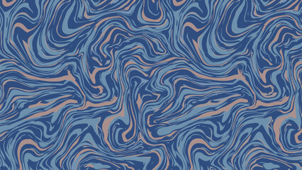 Seamless abstract marble or liquid swirl pattern in shades of blue and tan creating a flowing and organic texture across the frame.