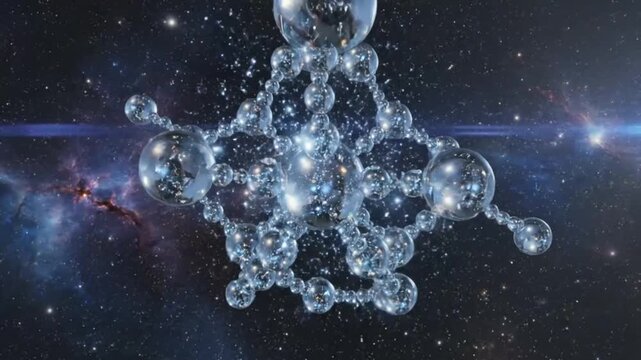 Abstract illustration of multiple universes or dimensions represented by interconnected spheres in space