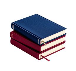 Stack of books with bookmarks on transparent background