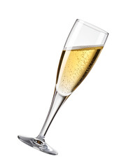 Champagne flute with sparkling wine ready for celebration