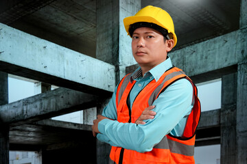 Civil engineers inspect building construction projects, checking the structural integrity and safety measures.