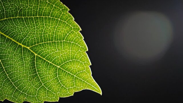 Dynamic Fig Leaf Unveils Vein Structure Against Subtle Light Shift Backdrop Visual Effect