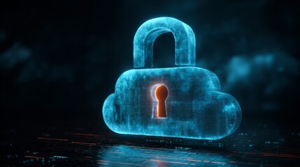 A 3d illustration of a secure padlock icon on binary code features a golden key and digital password button to symbolize internet privacy and cloud technology for safe web access protection