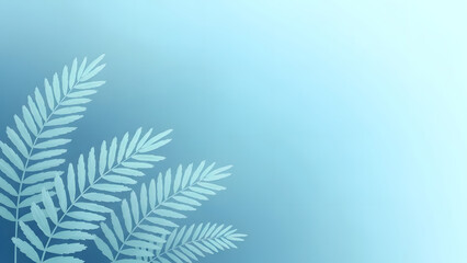 Pale blue background with fern leaf silhouette
