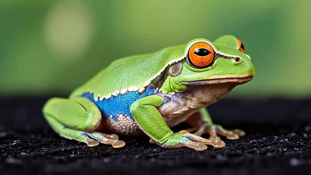 GreenTreeFrogwithOrangeEyesandBlueBelly