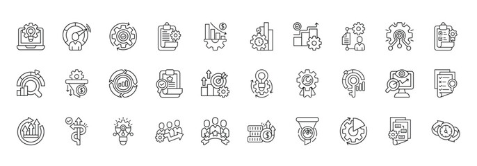 Operational Efficiency Icon set Collection in Line Style. Productivity, Performance, Optimization, Resource, Management, Time, Effective