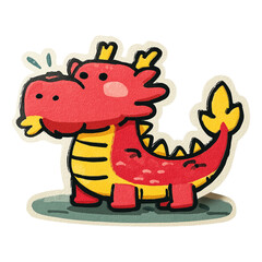 Obraz premium Cute Dragon Sticker Icon Chubby Body Side View Cartoon Vector