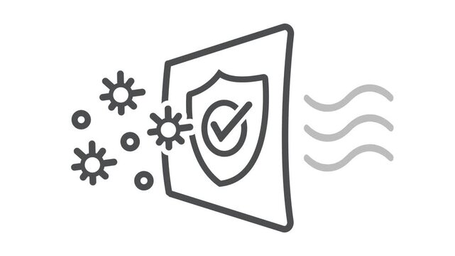  Micro clean air filtration, icon, vector.