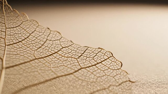 Elegant Balance Dry Leaf Veins and Smooth Stone for Serene Still Life Composition Close Up