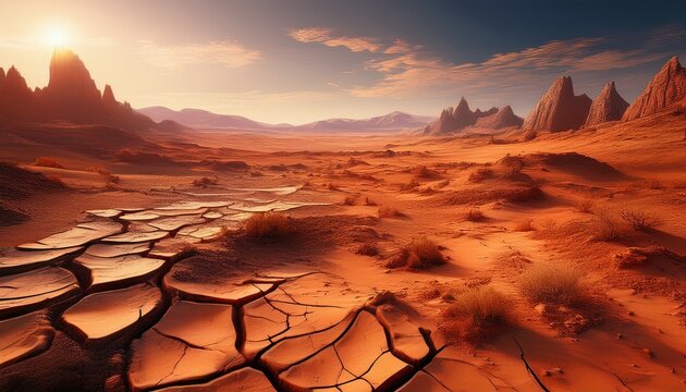 barren terrain resembling martian soil with cracked dry earth