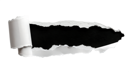 Horizontal Torn Paper Hole Mockup isolated on transparent background