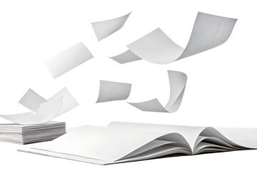 Stack of Blank White Paper isolated on transparent background