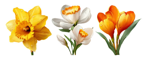 Handpainted Floral Clipart Collection in Gouache Style for Digital Projects