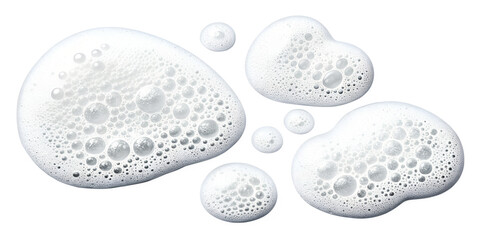 Four Abstract White Soap Suds isolated on transparent background