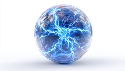 Energy Sphere: A mesmerizing orb of crackling energy, pulsating with vibrant blue lightning. Capturing the dynamic and ethereal essence of pure power.
