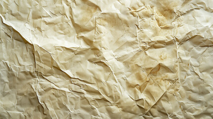 Crumpled and stained beige paper texture